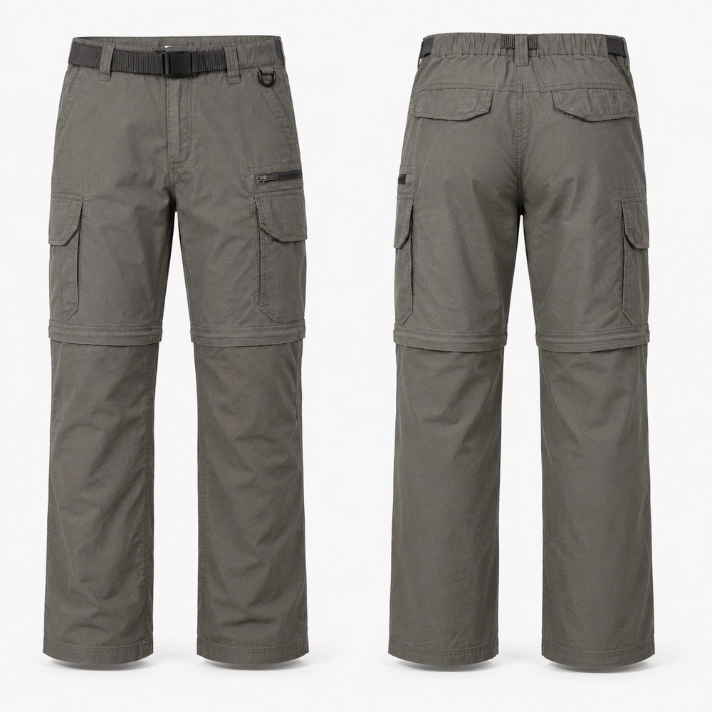 BC Clothing Co. Mens S 30X30   Convertible Cargo Pants Hiking Stretch  Belt Gray
